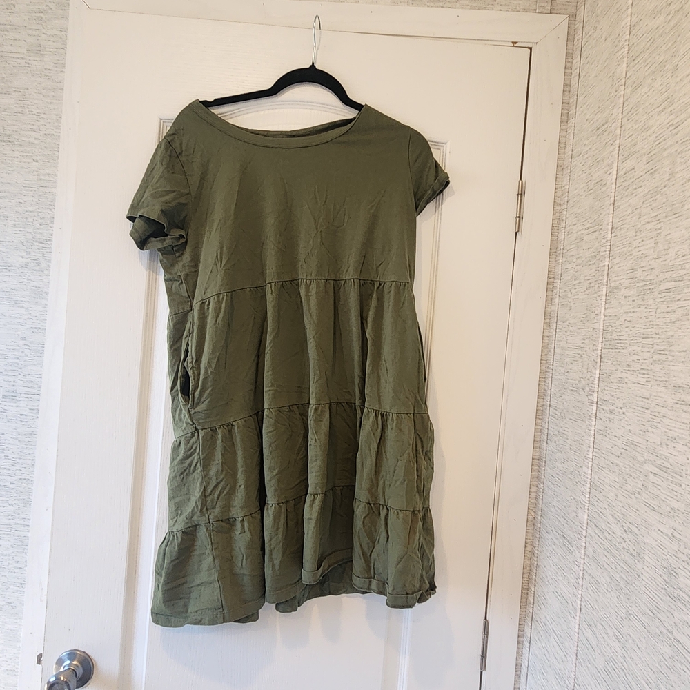 Time and Tru Olive Green Midi Dress